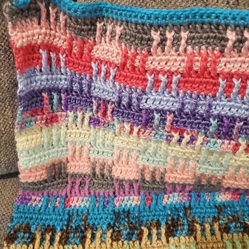SOFT Geometric Pink Purple Blue Greens Interlocking Stripes Baby Blanket 24 X 36